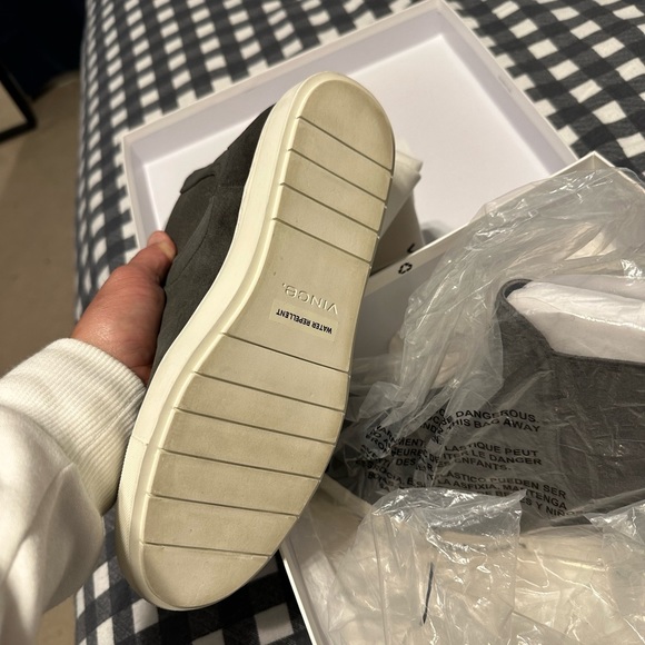 Vince Nira, steel gray, high-top, slip-on soft suede sneakers - new in-box - Picture 4 of 4